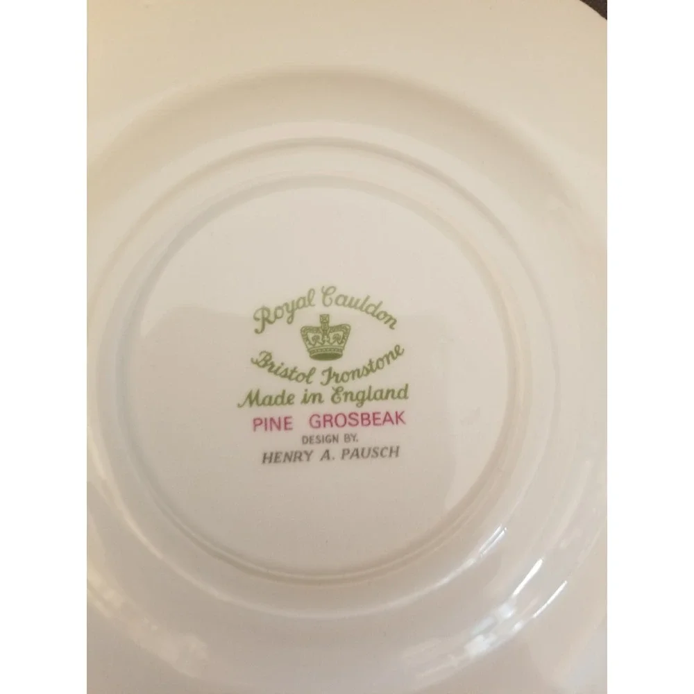 Bristol Ironstone Plate Aviary Pine GRosbeak Henry A Pausch Royal Cauldon 9''